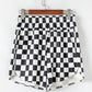 Checkered Print High Waist Casual Shorts