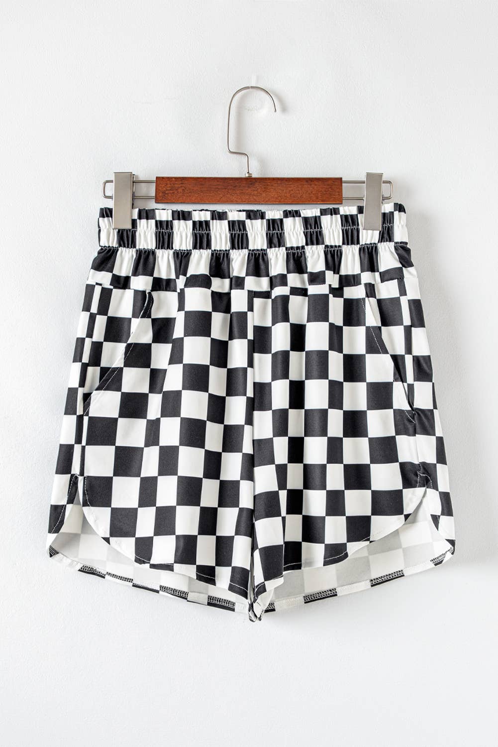 Checkered Print High Waist Casual Shorts
