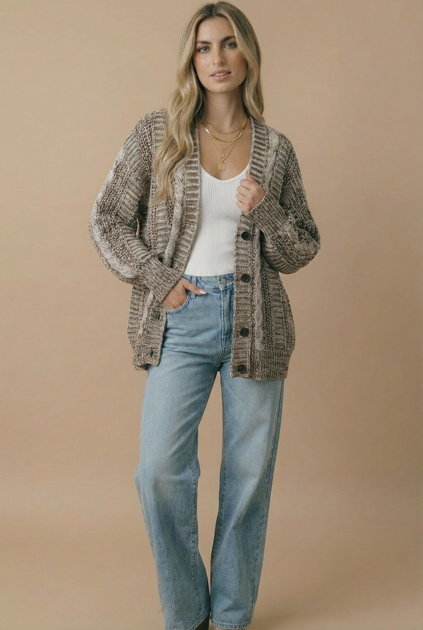 Oversized Chunky Cable Cardigan