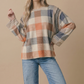 Plaid Colorblock Pullover Knit Top