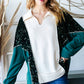 Dark Green Sequin Oversized Top