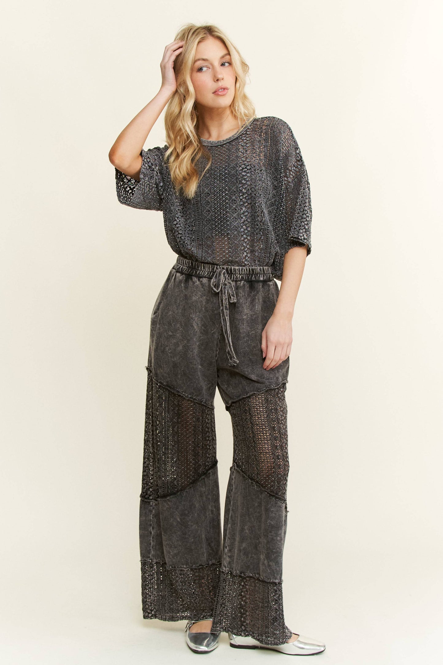 Mineral Washed Lace Top