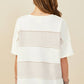 Womens Raw Edge Detail Color Block French Terry Knit Top