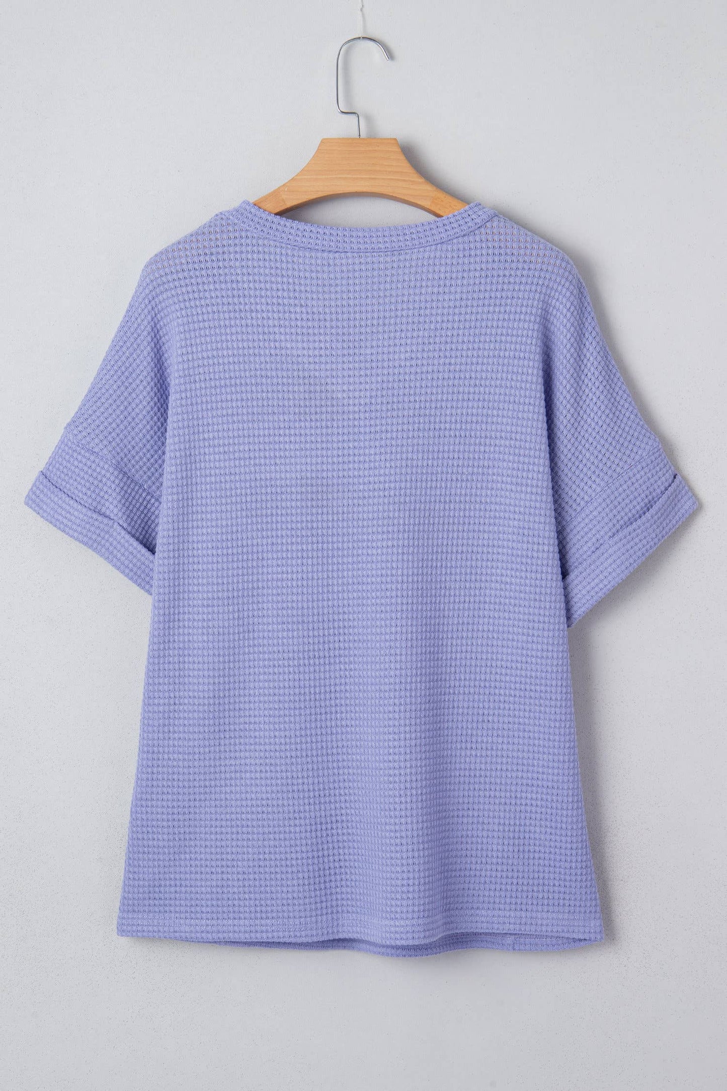 Waffle V Neck Short Sleeve Knit