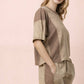Mineral Washed Casual Knit Top & Short Plus Sized