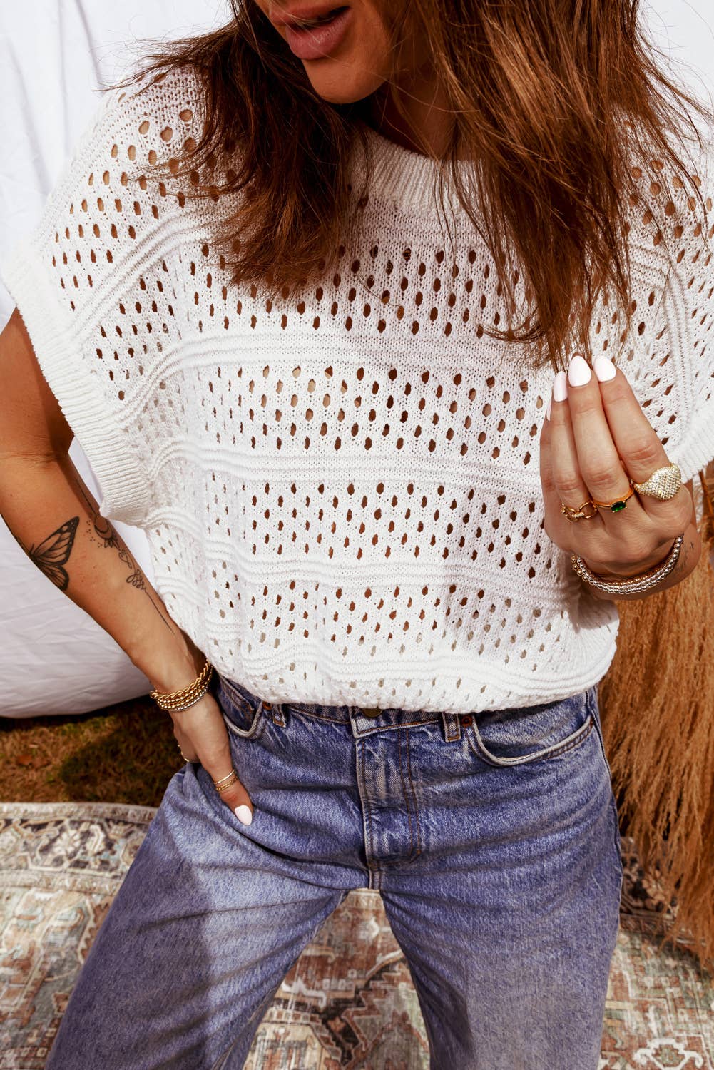 Knit Round Neck Dolman Sweater