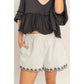Striped Embroidered Shorts