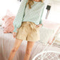 Geo Print Crew Neck Puff Sleeve Blouse