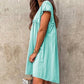 Frilled Trim Crew Neck Loose Fit Mini Dress