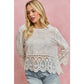FLORAL EMBROIDERED CROCHET LACE TRIMMED TOP