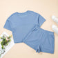 Textured Patchwork Raw Edge Short Set