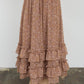 FLORAL RUFFLED TIERED HEM MIDI SKIRT