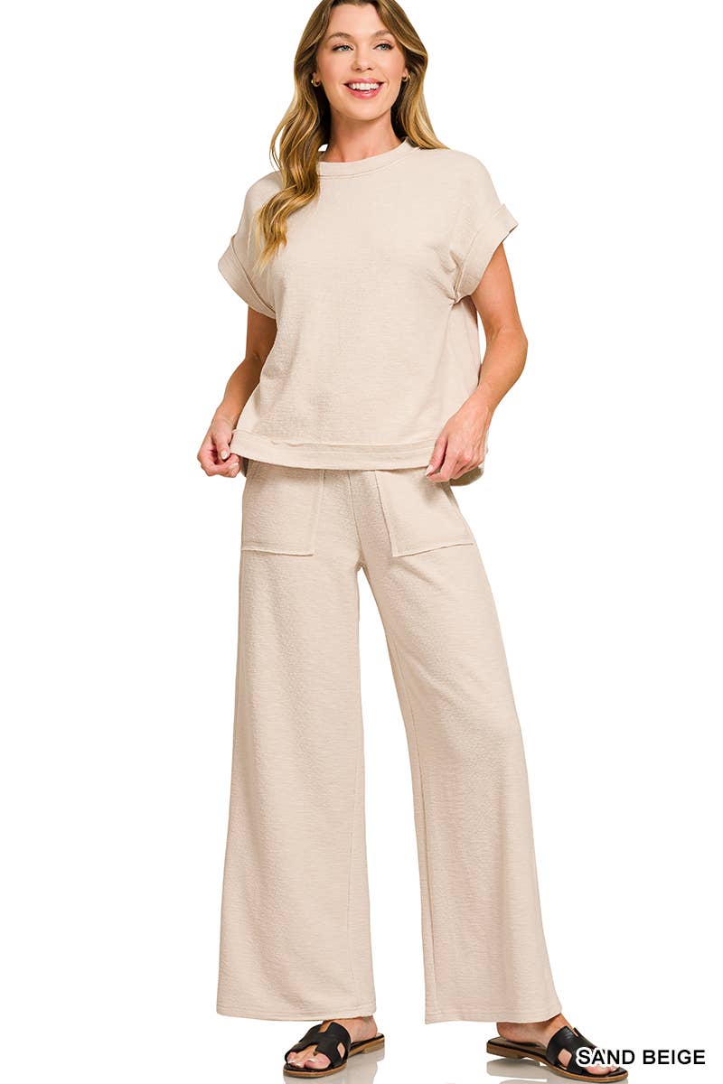 Cotton Slub Tee & Pants 2pc Set  Zenana