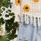 Boat Neck Fishnet SunFlower Top with Fringe detail