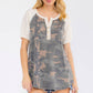Camo Short Sleeve Henley Top