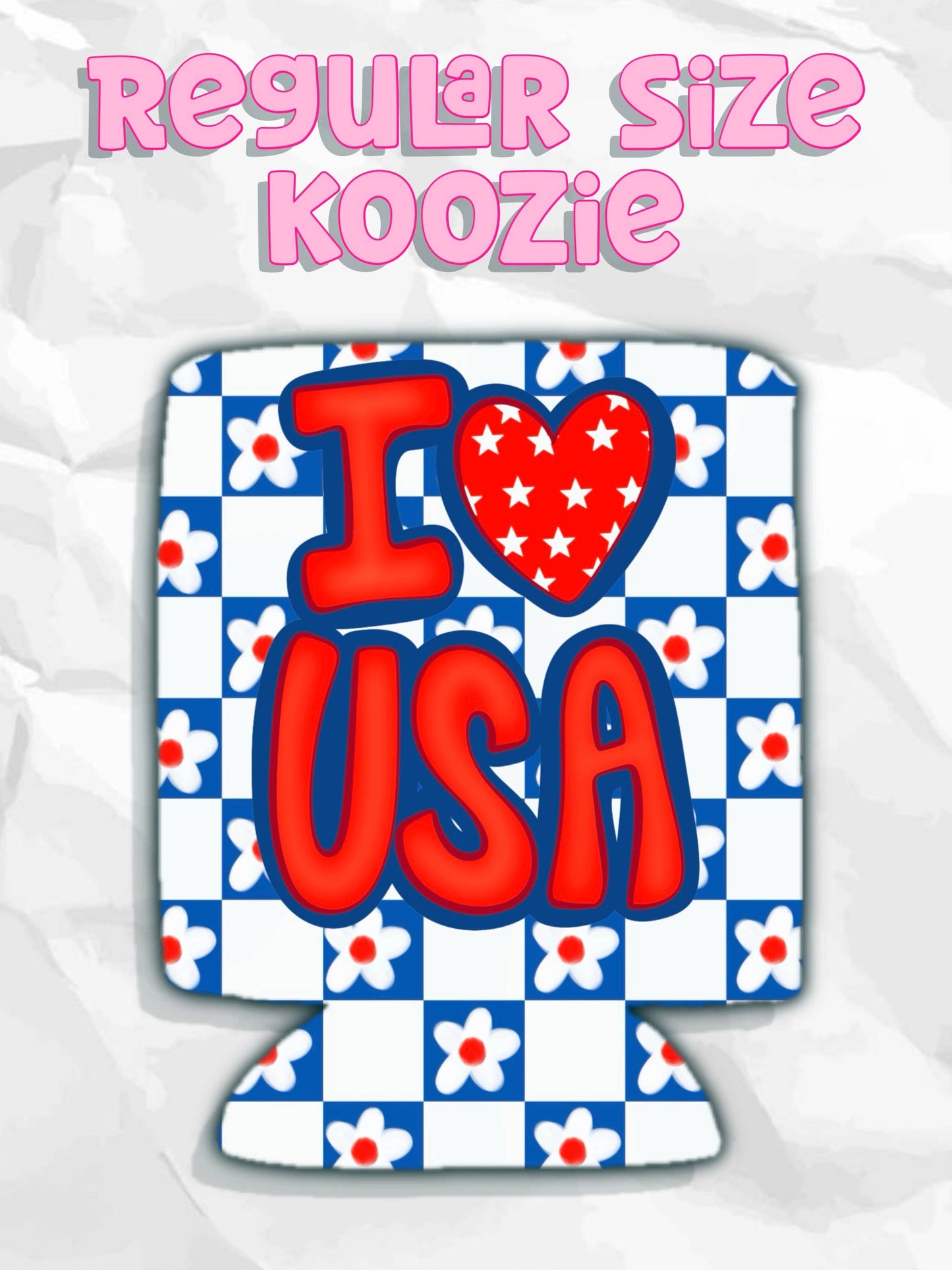 I heart USA patriotic koozies