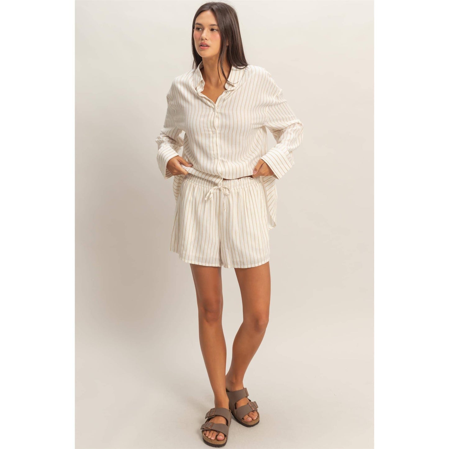 Striped Drawstring Shorts