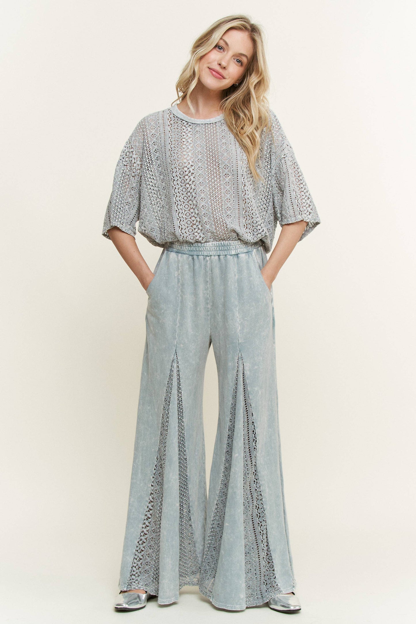 Mineral Washed Lace Top