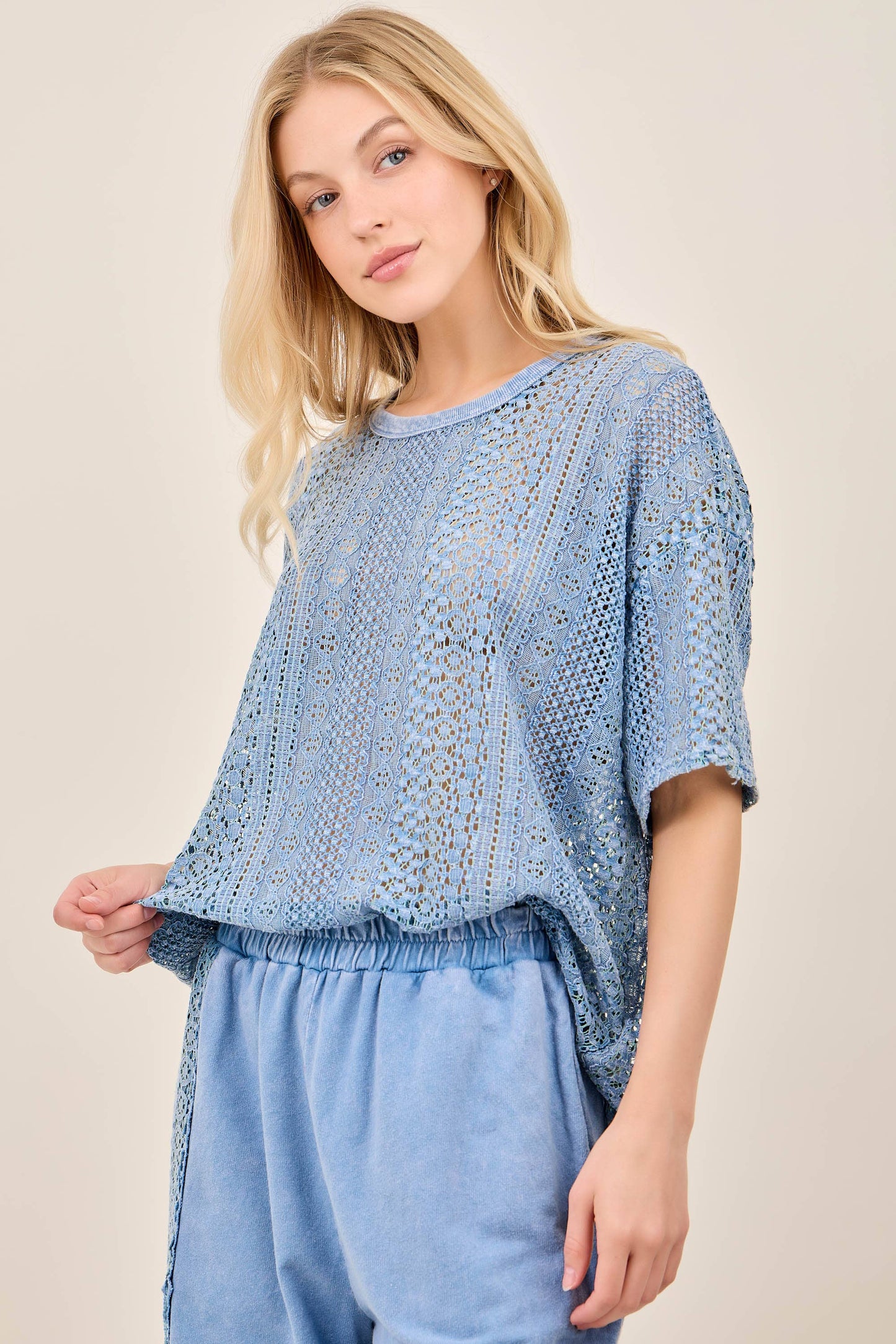 Mineral Washed Lace Top