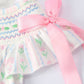 Girl Bow Stripe Smocked Baby Girls Bloomer Set