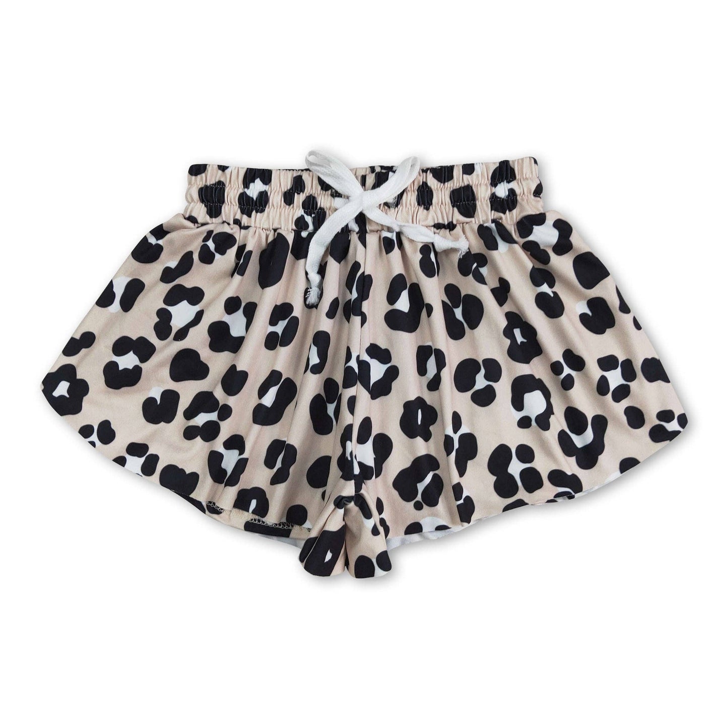 Khaki black leopard shorts