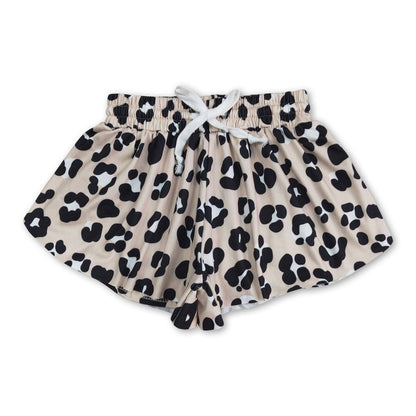 Khaki black leopard shorts