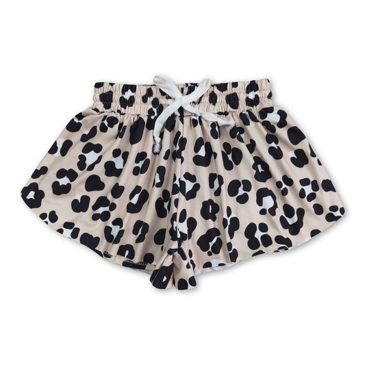 Khaki black leopard shorts