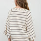 STRIPE HENLEY WIDE LONG SLEEVE KNIT TOP