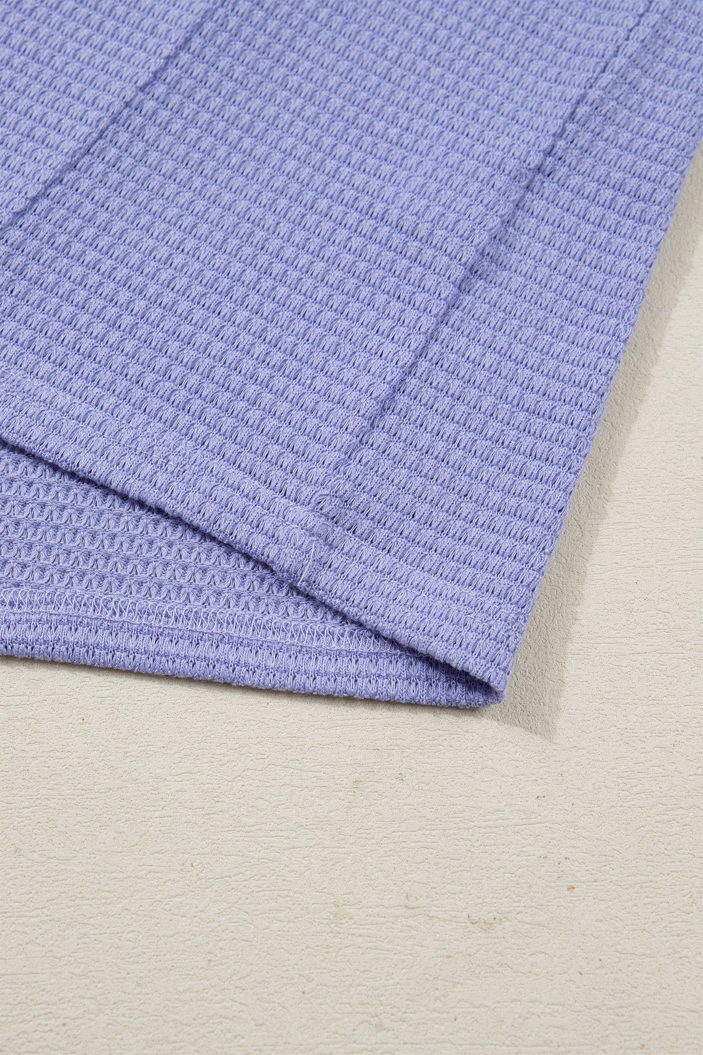 Waffle V Neck Short Sleeve Knit