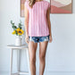 Lightweight Stripe Textured Cap Sleeves Blouse