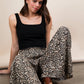 Leopard Print Wide Leg Pleated Pants