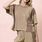 Mineral Washed Casual Knit Top & Short Plus Sized