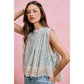 FLORAL PRINT WOVEN BUTTON DOWN TRIMMED BLOUSE TOP