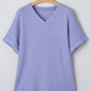 Waffle V Neck Short Sleeve Knit