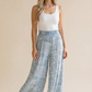 Smocked Waist Wide Leg Patchwork Ikat Pants