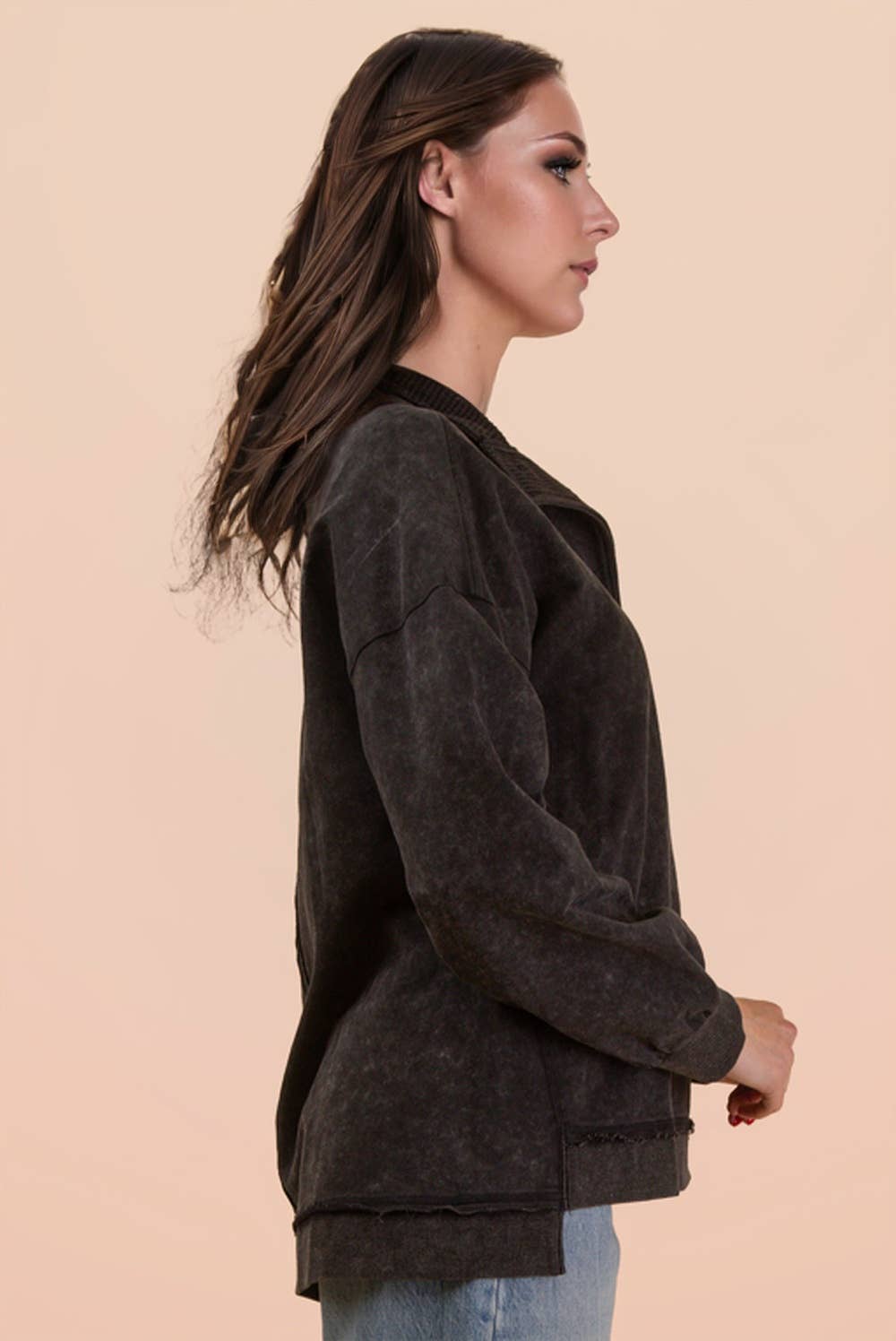 Jade Mineral Washed Knit Causal Top