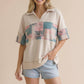 Collared Notch Neck Floral Patchwork Print Top