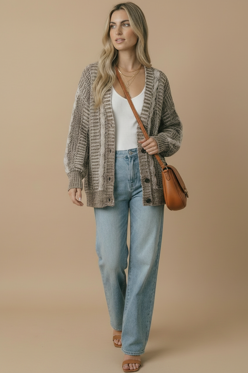 Oversized Chunky Cable Cardigan