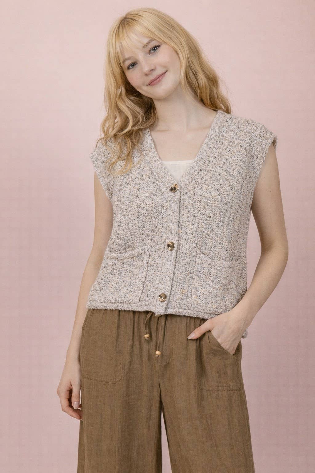Button Down Knit Sweater Vest