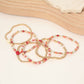 6PCS - Cross Charm Faceted Beaded Stretch Multi Layered Bracelets