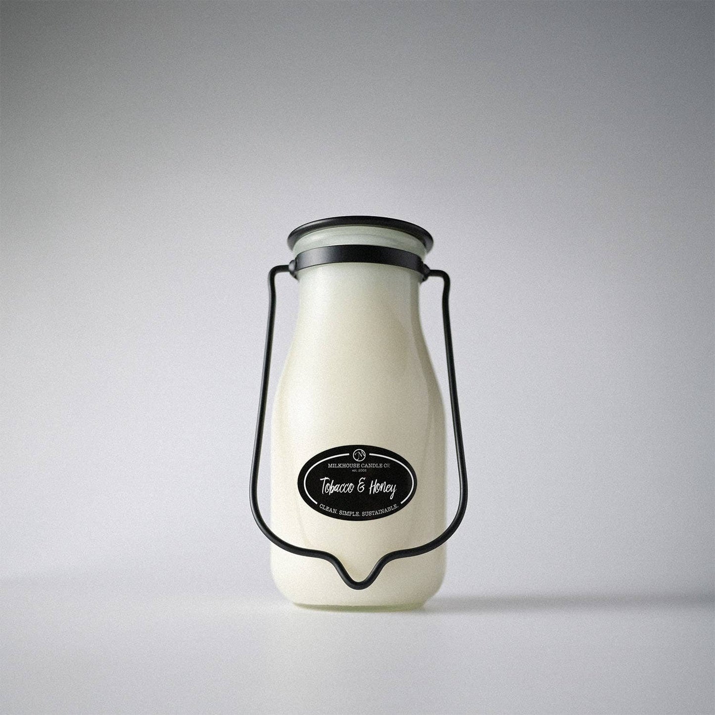 14 oz Milkbottle Candle: Tobacco & Honey