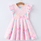 Pink Theme Park Print Girls Twirl Dress