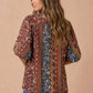 Mixed Print Notched Babydoll Top