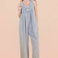 Melissa Pintuck Detail Washed Denim Wide Leg Jumpsuit