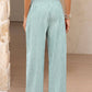 Gingham High Waist Wide Leg Pants with Pockets