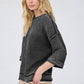 WASHED INVERTED SEAM SHORT SLEEVE SWEATSHIRT
