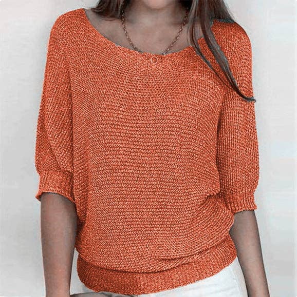 Lightweight Knit Sweater Dolman Sleeve Pullover Top