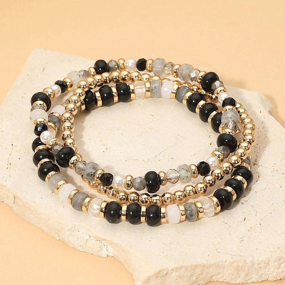 3PCS - Beaded Stretch Multi Layered Bracelets
