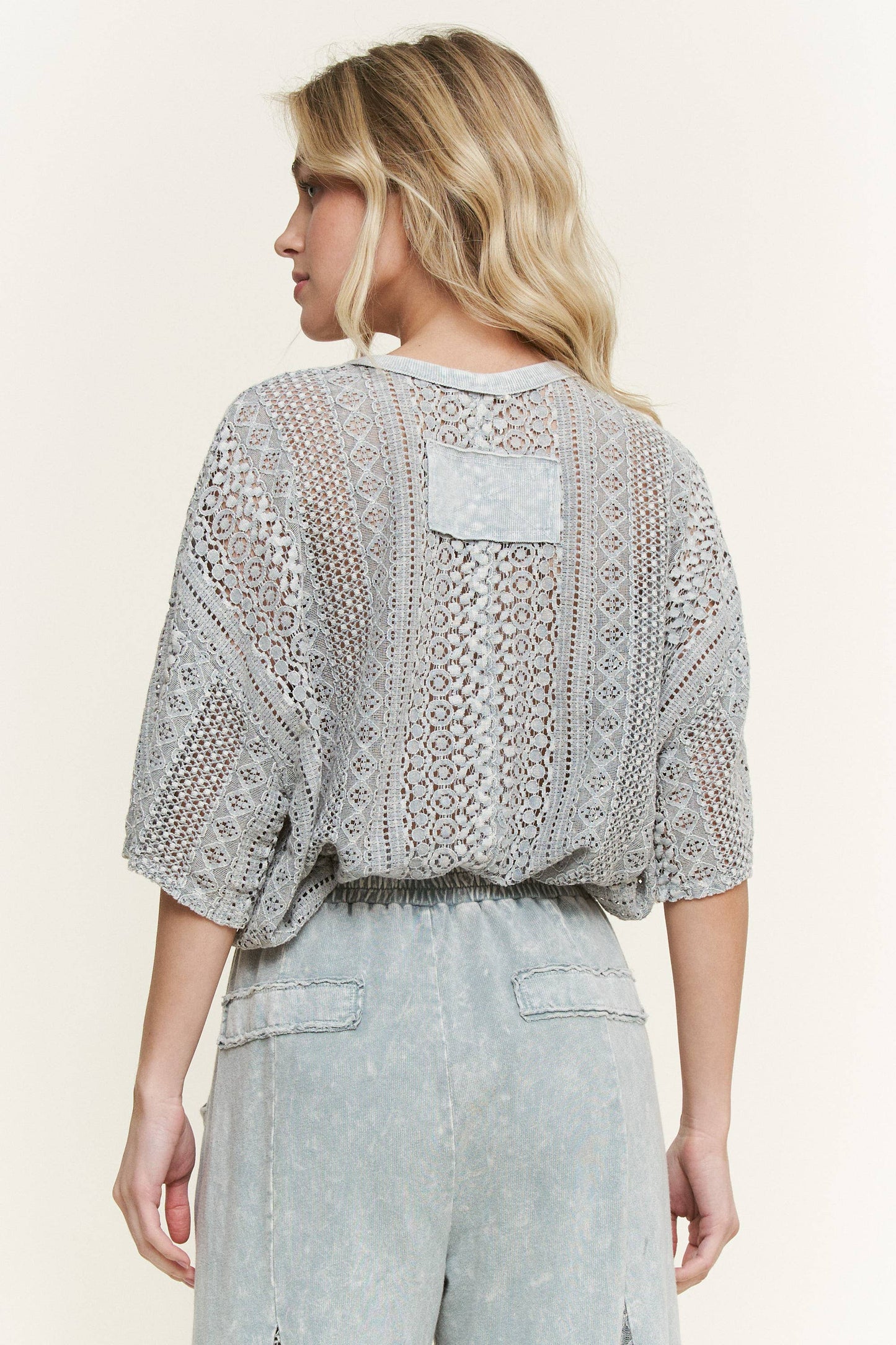 Mineral Washed Lace Top