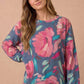 Oversized Mixed Print Sweater Knit Top